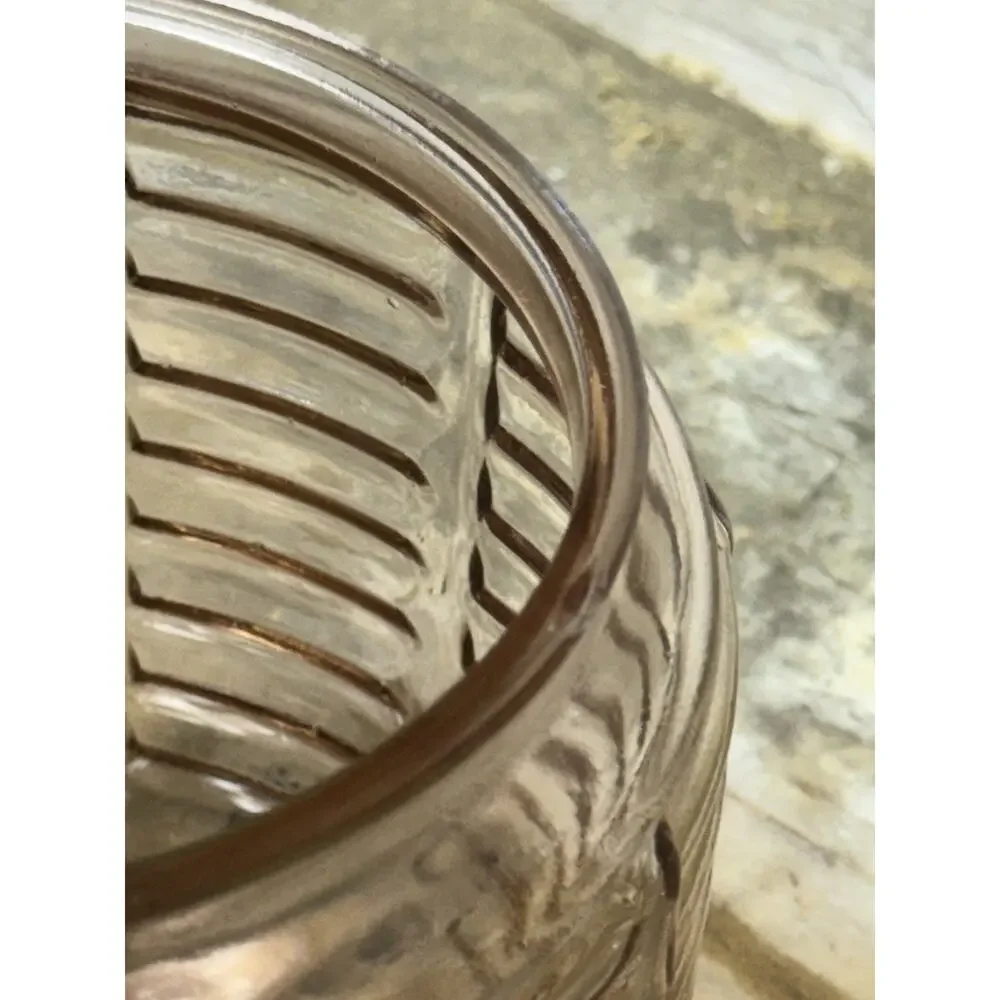 Vintage Anchor Hocking Pink Depression Glass MANHATTAN Pattern Cookie Candy Jar